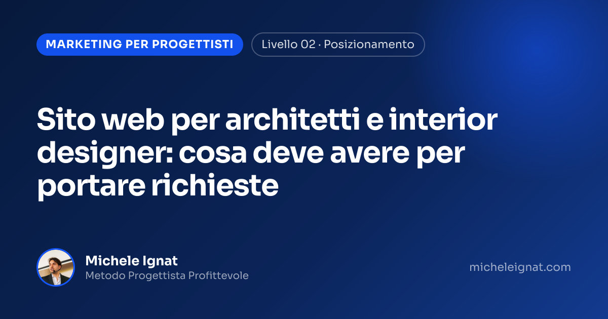Sito web per architetti e interior designer: cosa deve avere per portare richieste — copertina dell'articolo di Michele Ignat per architetti e interior designer